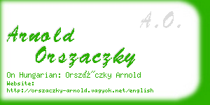 arnold orszaczky business card